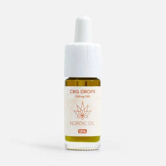 Nordic Oil CBG Öl 12% in 10 ml bottle with glass dropper for sublingual use, natural vegan broad-spectrum hemp oil