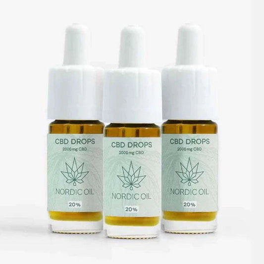Drei 10ml Flaschen Nordic Oil CBD Öl Plus 20 Prozent 2000mg Vollspektrum Hanfextrakt mit MCT Öl