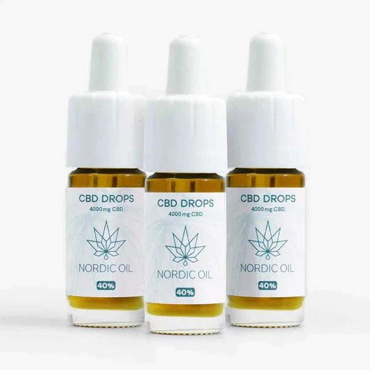 3x10ml bottles of Nordic Oil CBD Öl Plus 40% full spectrum hemp extract with MCT oil