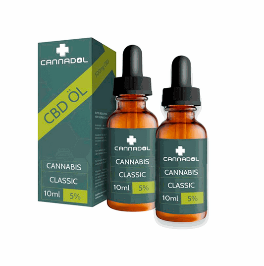 2X Cannadol CBD Öl 5% Bio-Vollspektrum 500mg in UV-geschützten Pipettenflaschen aus EU-Hanf