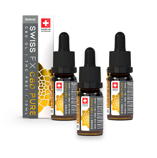 3X Swiss FX CBD-Öl PURE 15 im 3er-Pack mit 15% CBD, THC-frei und laborgeprüft aus Schweizer Bio-Hanf