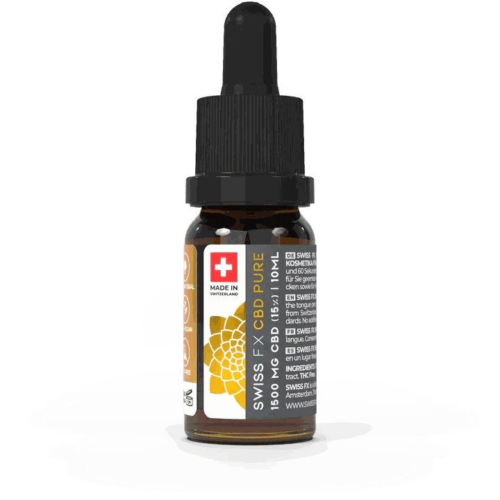 SWISS-FX CBD Öl PURE 15% 10ml Flasche THC-frei aus biologischem Anbau aus der Schweiz
