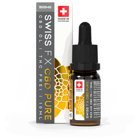 SWISS-FX CBD Öl PURE 15% THC-freies Premium CBD Öl 10ml Flasche aus der Schweiz