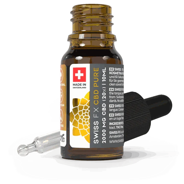 SWISS-FX CBD Öl PURE 20% 10ml Flasche hochdosiertes THC-freies Premium-CBD aus Schweiz