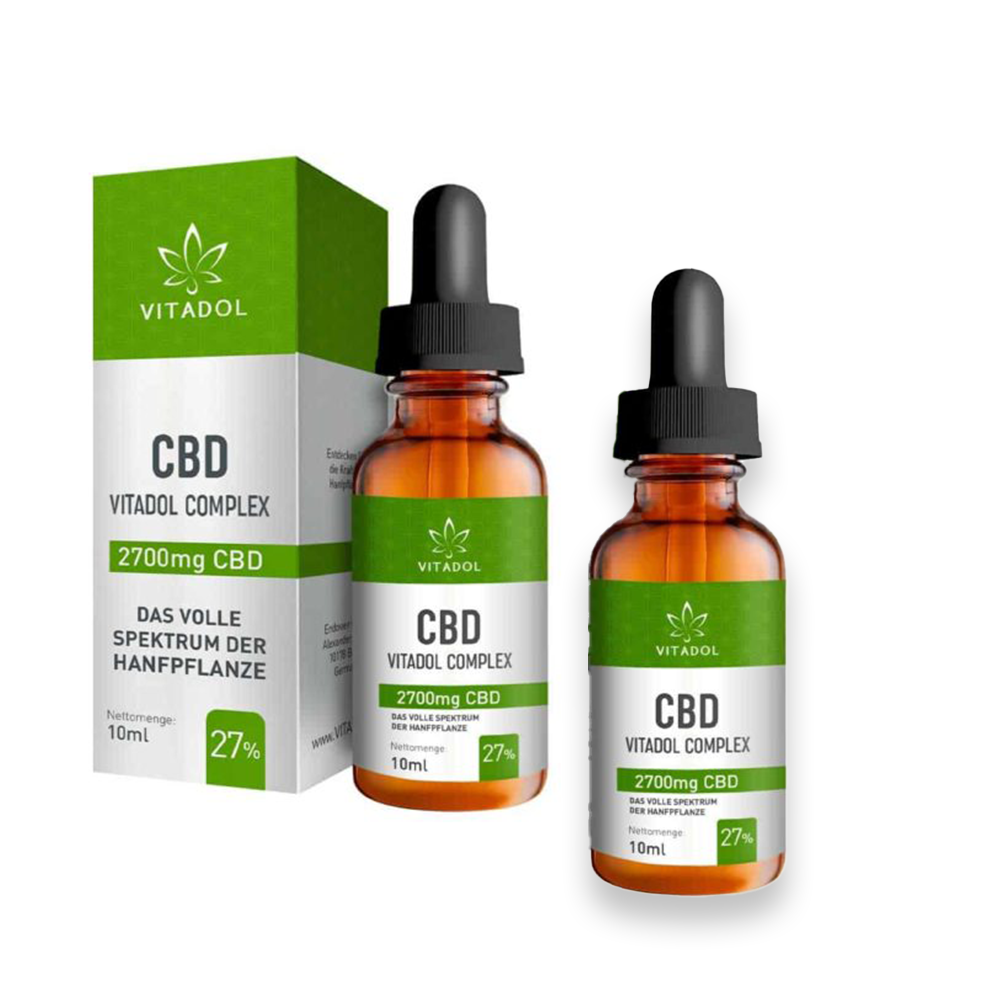 2X Vitadol Complex CBD-Öl 27% Bio Vollspektrum Vorteilspack mit Pipettenflaschen