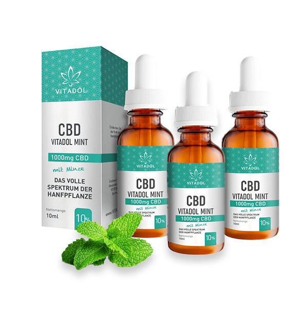 3X Vitadol Mint CBD-Öl 10% (1000mg) – Bio-Vollspektrum mit Minze | Vorteilspack
