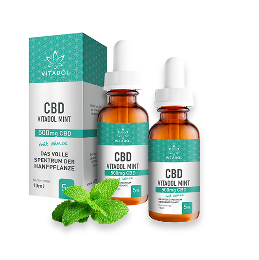 2x vitadol-mint-5-bio-vegan-10ml-flasche CBD Öl mit Minzgeschmack in UV-Schutzflaschen