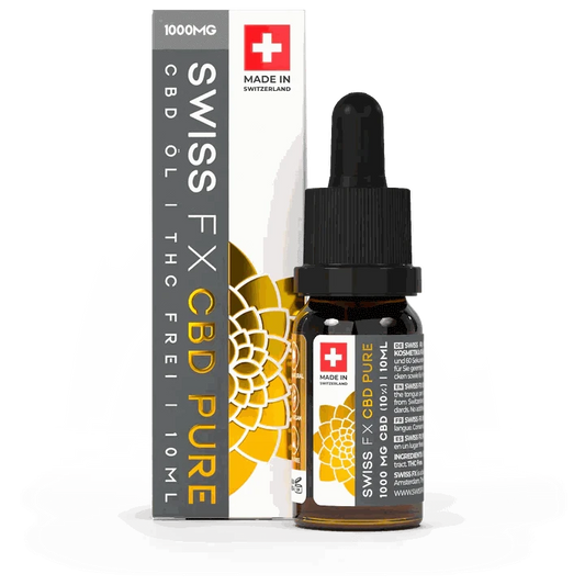 SWISS-FX CBD Öl PURE 10% THC-frei 10ml Flasche mit 1000mg CBD aus biologischem Schweizer Hanf