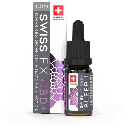 Swiss FX CBD Öl SLEEP I 10% 10ml Flasche mit Melatonin und 2,5% CBN für besseren Schlaf, vegan und glutenfrei