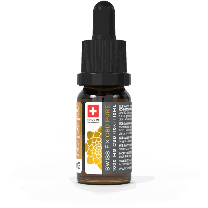 SWISS-FX CBD Öl PURE 10% THC-frei 10ml Flasche aus Schweizer Bio-Hanf