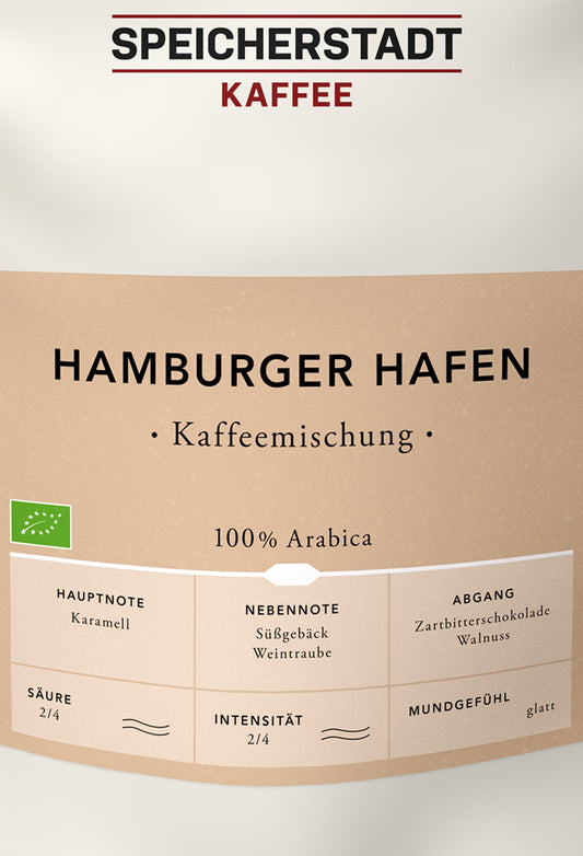 Hamburger Hafen Kaffeemischung Bio - 100% Arabica ganze Bohnen 500g