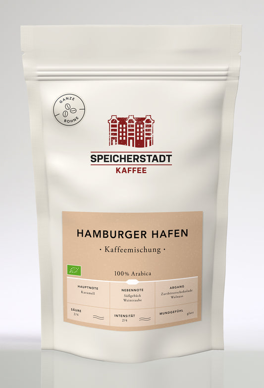 Hamburger Hafen Kaffeemischung Bio - 100% Arabica ganze Bohnen 500g