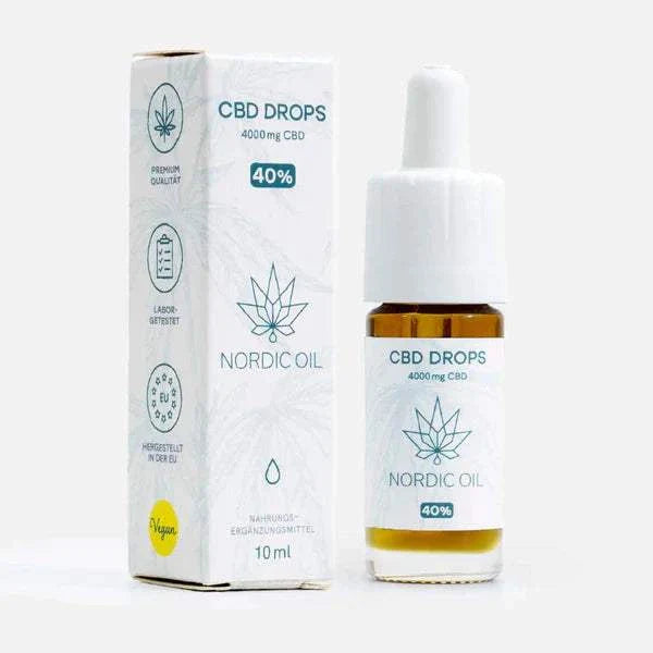 Nordic Oil CBD Öl Plus 40% 4000mg in 10ml Flasche mit Vollspektrum Hanfextrakt und MCT Öl, vegan und laborgeprüft