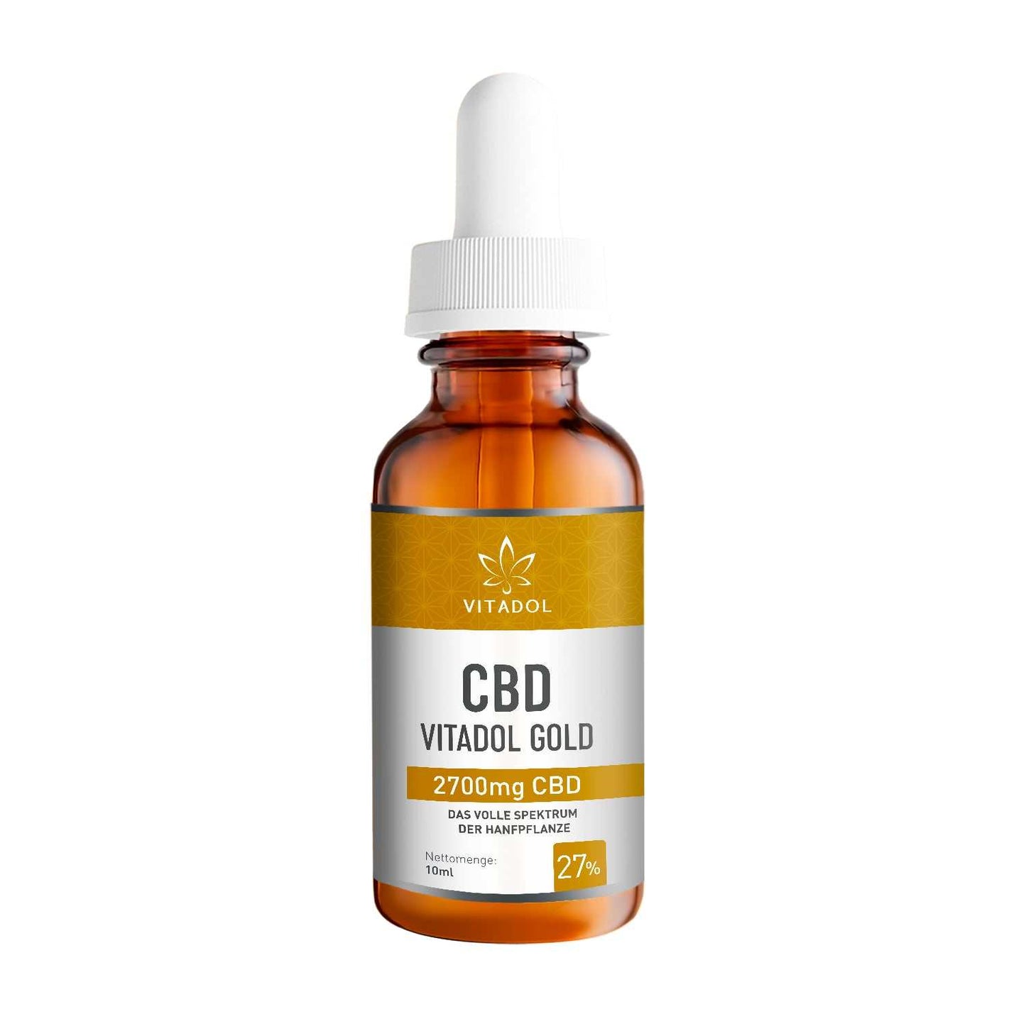VITADOL GOLD 27% CBD Öl 10ml Flasche mit 2700mg CBD Vollspektrum Hanfextrakt und Bio-Hanfsamenöl