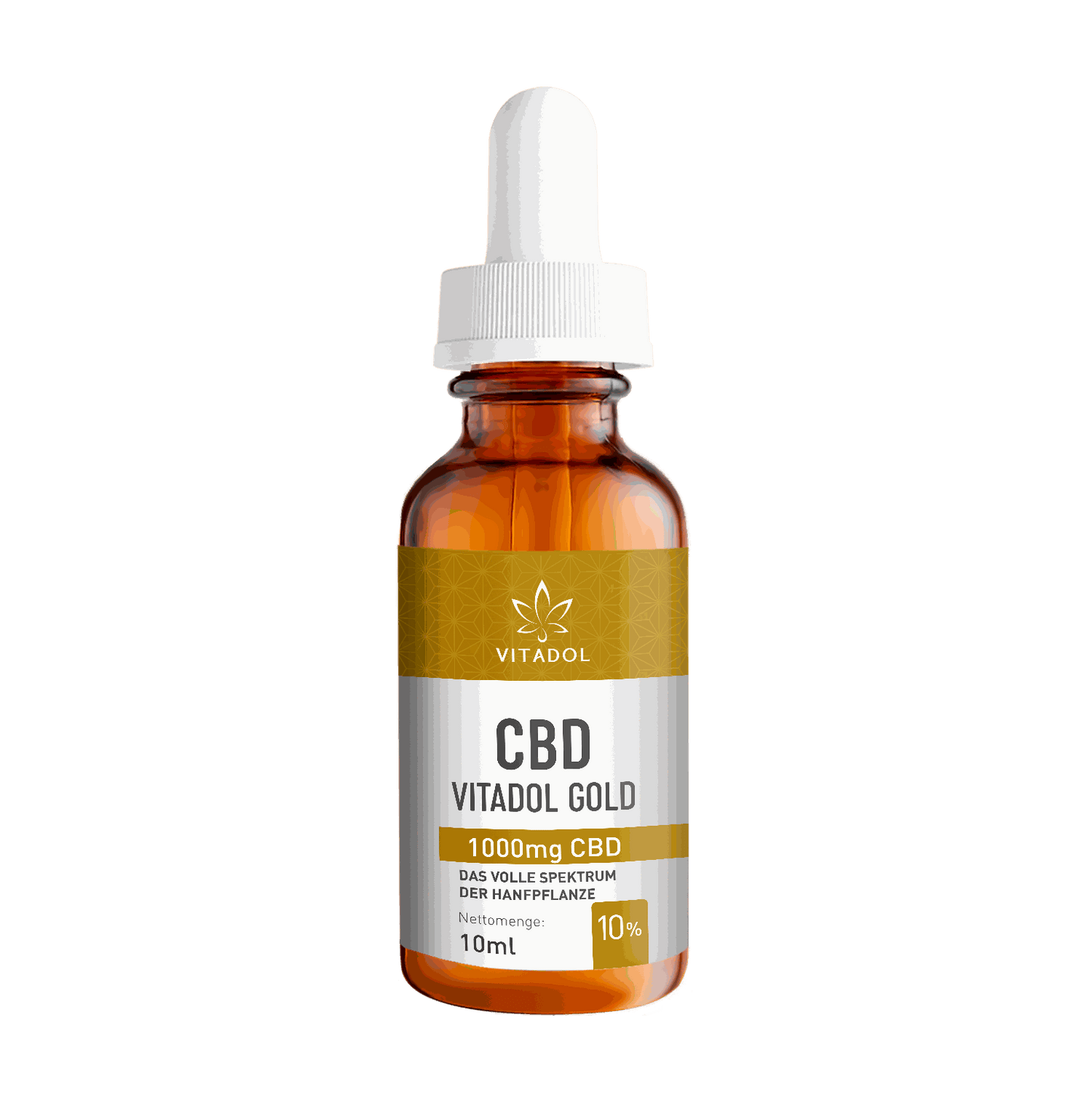 VITADOL GOLD 10ml Flasche mit 10% CBD Vollspektrum-Hanföl und 1000mg CBD Gehalt
