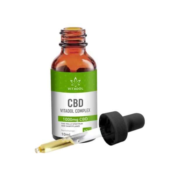 VITADOL COMPLEX 10% CBD Öl 10ml Flasche mit Pipette und 1000mg Cannabidiol, bio und vegan