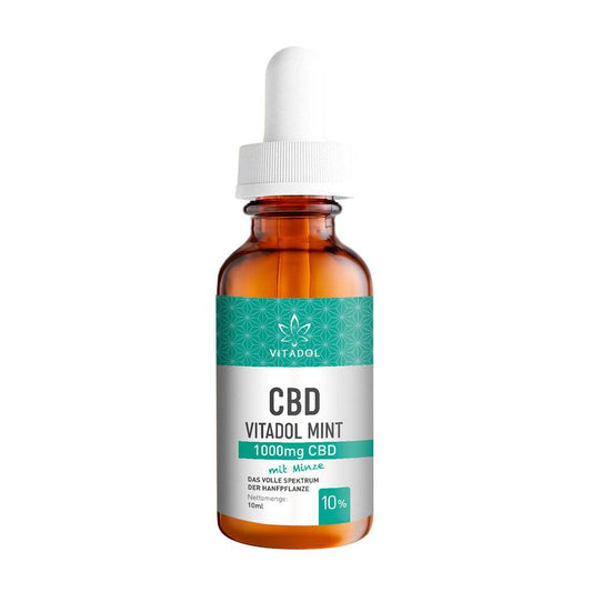 VITADOL Mint 10% CBD Öl 10ml Flasche mit natürlichem Minzgeschmack und 1000mg CBD, bio, vegan