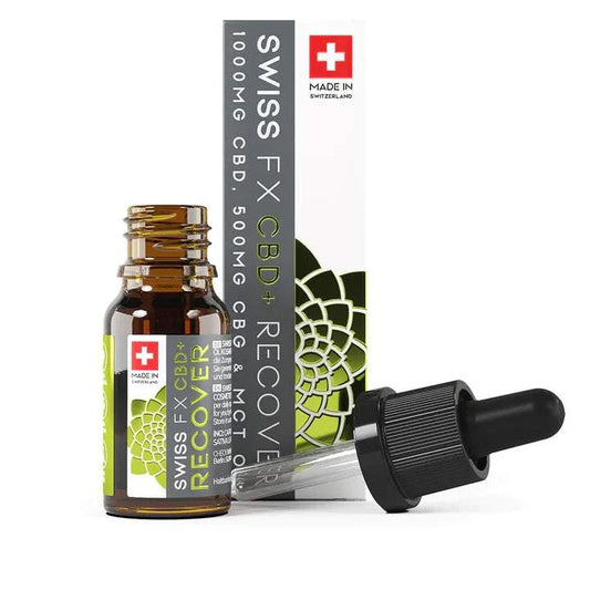 Swiss FX CBD Öl Recover 10% mit 5% CBG in 10ml Flasche, in hochwertiger Bio-Suisse Qualität aus Schweizer Hanfanbau, vegan und glutenfrei