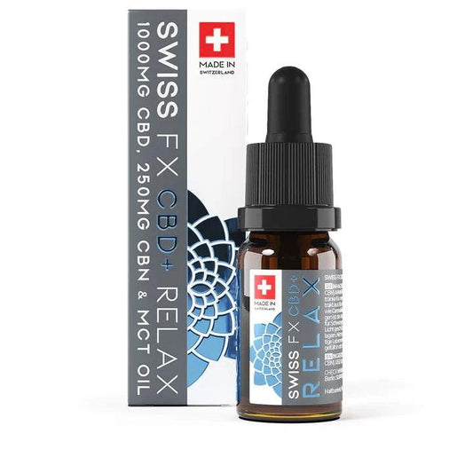 Swiss FX CBD Öl RELAX 10% 10ml Flasche mit 1000mg CBD, 250mg CBN und MCT Öl, vegan und glutenfrei