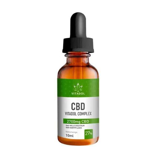 Vitadol Complex CBD-Öl 27% Bio-Vollspektrum 10ml mit 2700mg CBD in Braunglasflasche mit Pipette