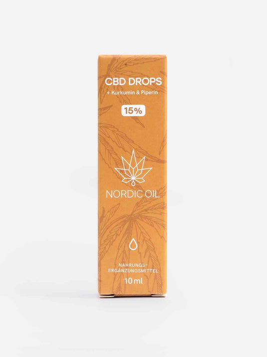 Nordic Oil CBD Öl 15% mit Kurkumin und Piperin in 10ml Flasche vegan glutenfrei laktosefrei