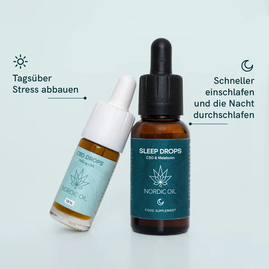 CBD Schlaf-Set – 15% CBD Öl Plus & Schlaftropfen mit Melatonin
