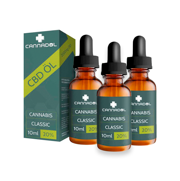 3X Cannadol CBD Öl 20 2000mg 3er-Pack mit UV-resistenten Pipettenflaschen und Bio-Vollspektrum Hanföl