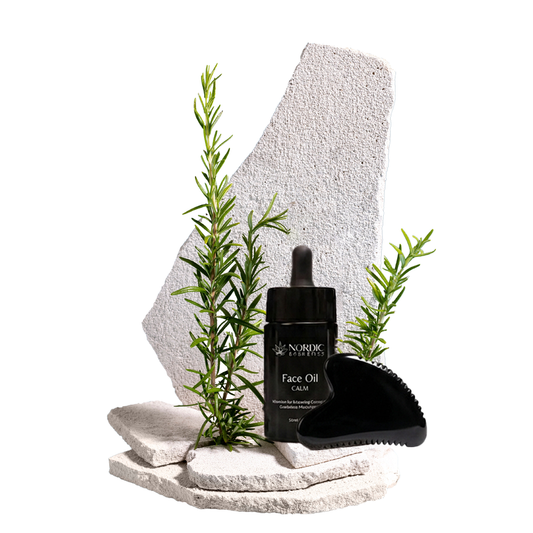 Wellness Set – Gua Sha Obsidian mit Zähnchen & CBD Gesichtsöl CALM (300mg)