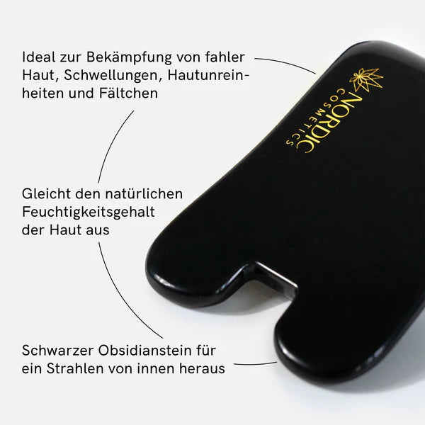 Schwarzer Obsidian Gua Sha – Gesichtsmassage & Lymphdrainage | Premium Naturstein